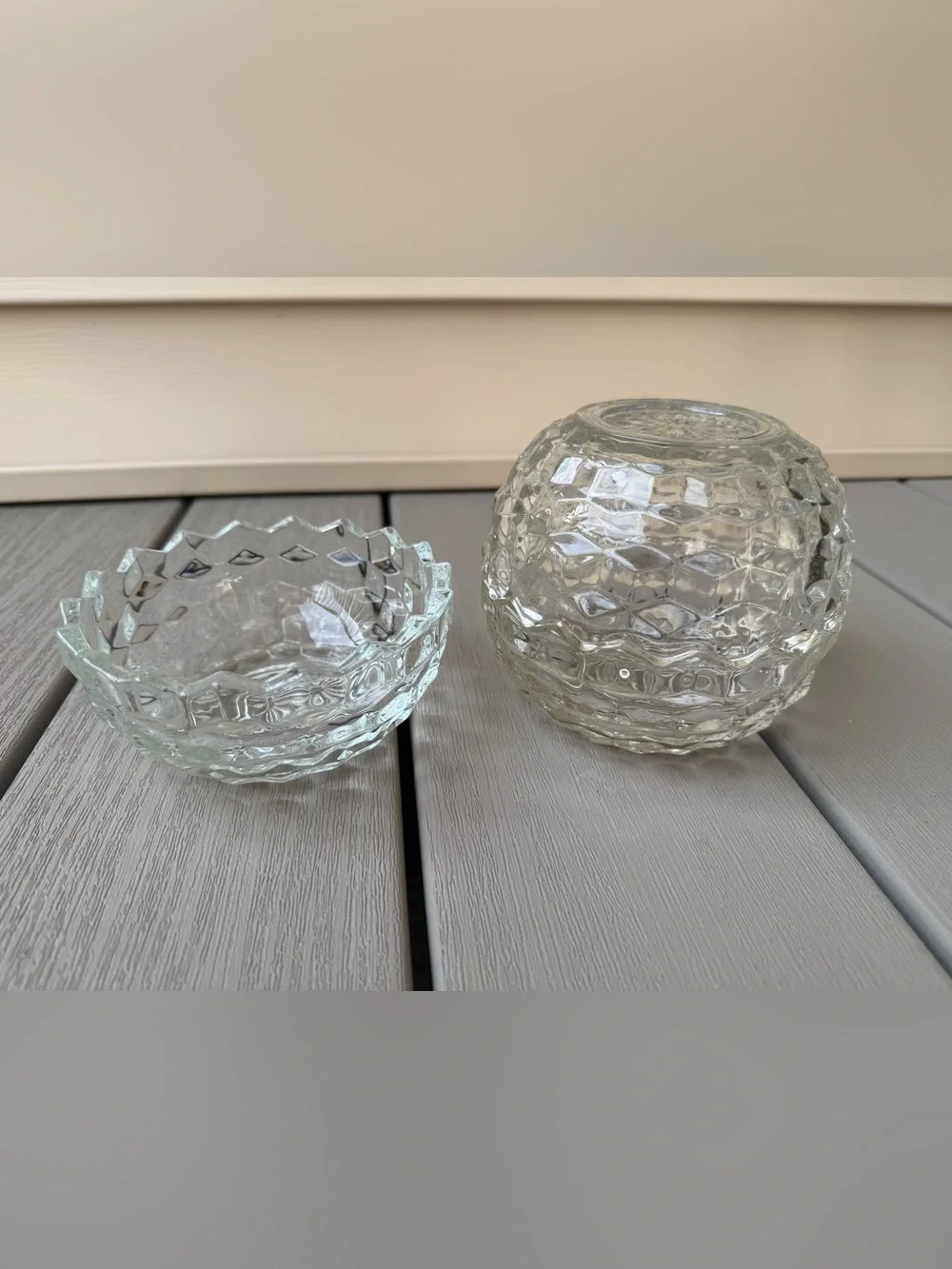 Set of 3 Vintage Clear Glass Fairy Lamp Bases Candle Holders